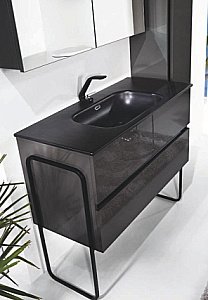Тумба с раковиной Armadi Art Vallessi 100 антрацит глянец для ванной в интернет-магазине Sanbest