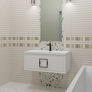 Тумба с раковиной LA FENICE Cubo Bianca 80 белая/ручка черная для ванной в интернет-магазине Sanbest