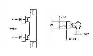 Смеситель для душа термостатический Jacob Delafon CUFF E37035-CP купить в интернет-магазине сантехники Sanbest