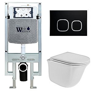 Унитаз с инсталляцией WeltWasser AMBERG 497 ST + TELBACH 004 GL-WT + AMBERG RD-BL купить в интернет-магазине Sanbest