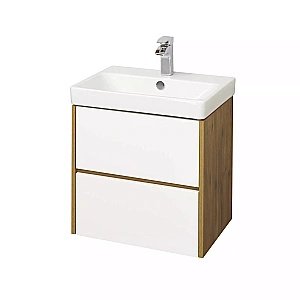 Тумба с раковиной Акватон Сканди 55 белая/дуб рустикальный для ванной в интернет-магазине Sanbest