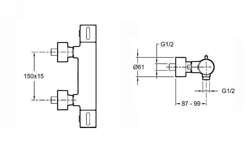Смеситель для душа термостатический Jacob Delafon CUFF E37035-CP купить в интернет-магазине сантехники Sanbest