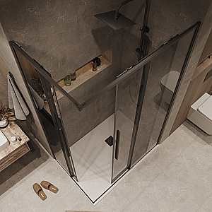 Душевой уголок Grossman Galaxy 90х80 300.K33.01.9080.21.10 стекло тонированное/профиль черный матовый купить в интернет-магазине Sanbest