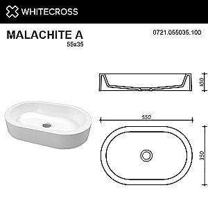 Раковина накладная WhiteCross MALACHITE A 55 0721.055035.100 белая купить в интернет-магазине Sanbest