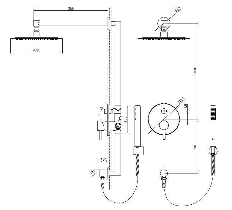 Душевая система RGW Shower Panels SP-51 купить в интернет-магазине сантехники Sanbest