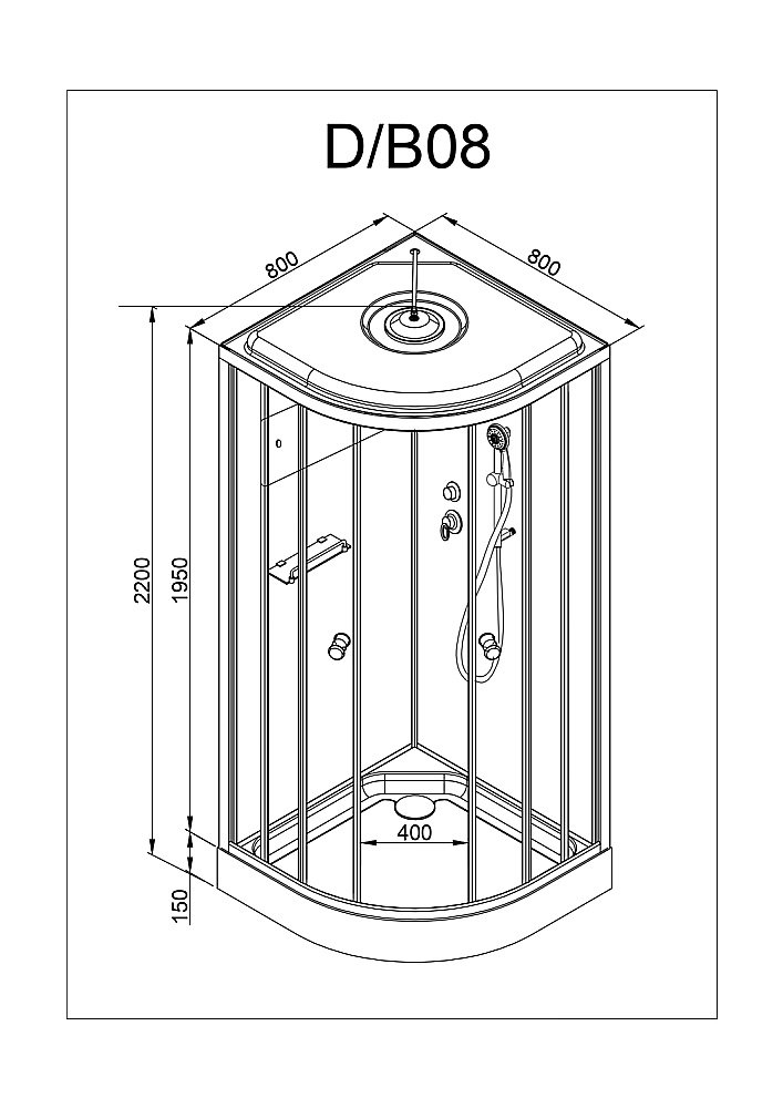 Душевая кабина DTO D08 80х80 без крыши купить в интернет-магазине Sanbest