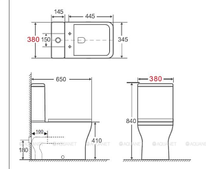 Унитаз-компакт Aquanet Rimless Cube-C CL-12248B купить в интернет-магазине Sanbest