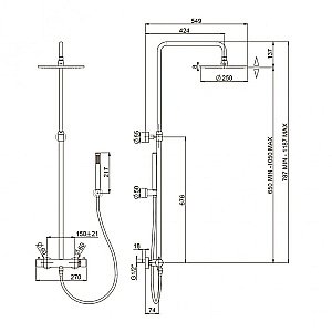 Душевая система PAINI Cox 78PZ689THTT черная матовая купить в интернет-магазине сантехники Sanbest