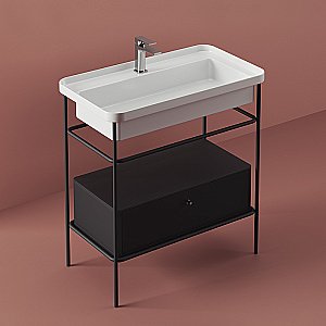 Консоль с раковиной Artceram FUORI SCALA ACA057/TFL035/ACM040 60.5 черная для ванной в интернет-магазине сантехники Sanbest