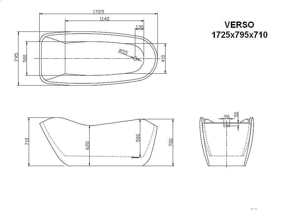 Ванна акриловая Lagard Versa lgd-vsa-tg 174х84 белая,золото купить в интернет-магазине Sanbest