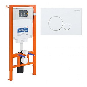 Инсталляция для унитаза BelBango BB002-80/BB014-SR-BIANCO с белой кнопкой купить в интернет-магазине сантехники Sanbest
