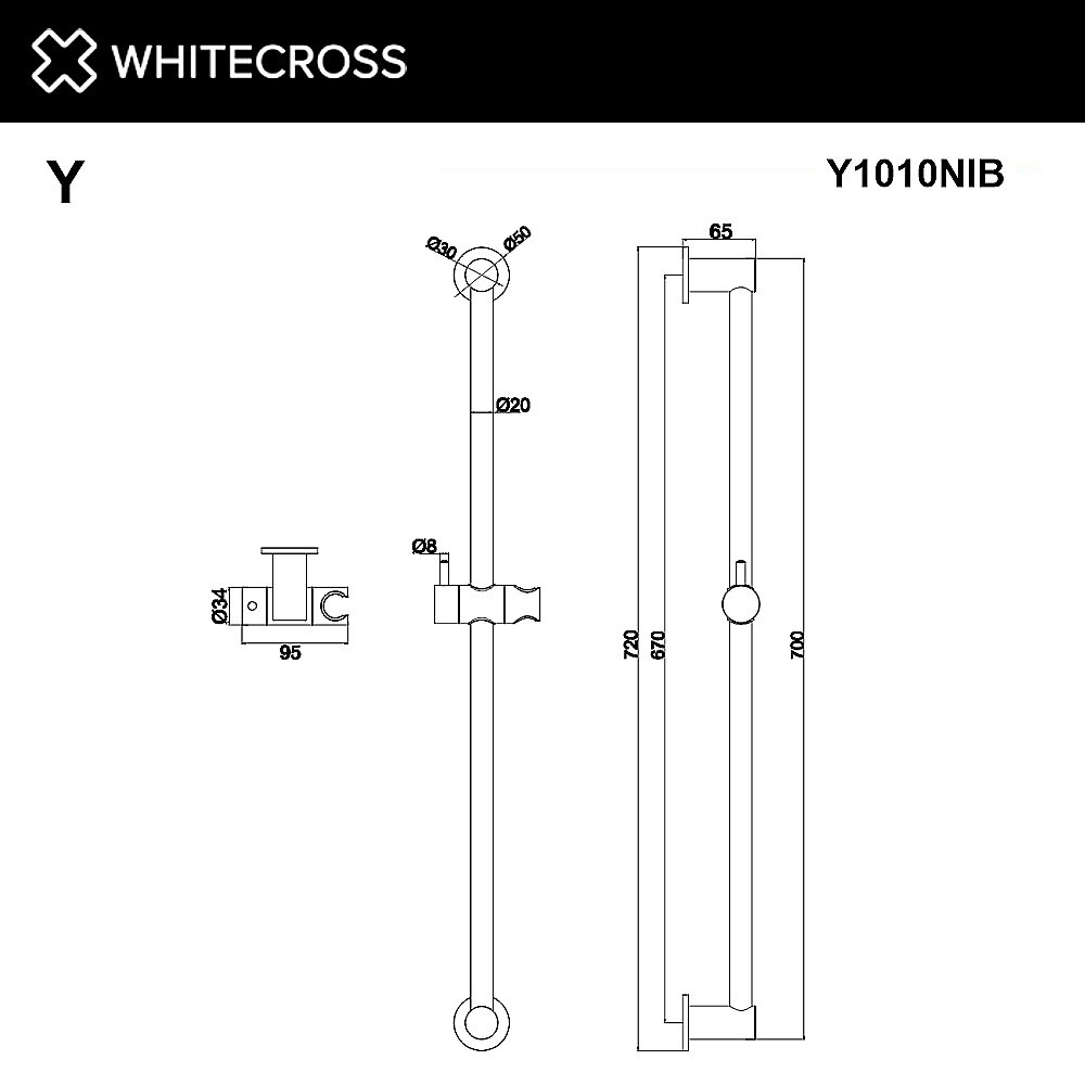 Душевая штанга WhiteCross Y Y1010NIB никель брашированный купить в интернет-магазине сантехники Sanbest