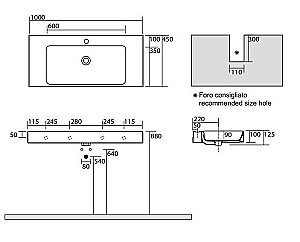 Раковина Kerasan Cento 100 355001*1 белая купить в интернет-магазине Sanbest