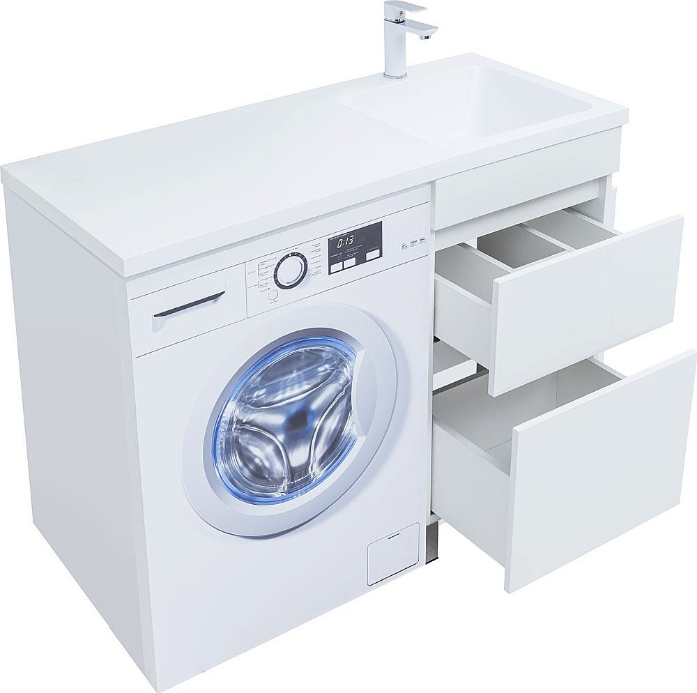 Тумба с раковиной Aquanet Вега 110 329123 белая для ванной в интернет-магазине Sanbest