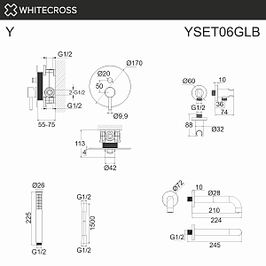 Смеситель для ванны WhiteCross Y YSET06GLB матовое золото купить в интернет-магазине сантехники Sanbest