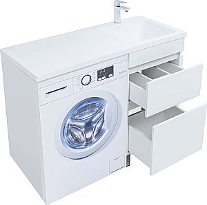 Тумба с раковиной Aquanet Вега 110 329123 белая для ванной в интернет-магазине Sanbest