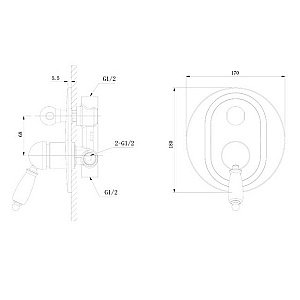 Смеситель для душа Caprigo Adria–Uno 02-551-VOT купить в интернет-магазине сантехники Sanbest