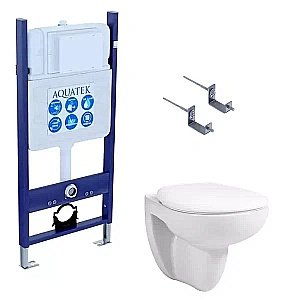 Унитаз с инсталляцией Aquatek Каир SET AQUATEK КАИР KKI/14 белый, с крышкой микролифт, безободковый купить в интернет-магазине Sanbest