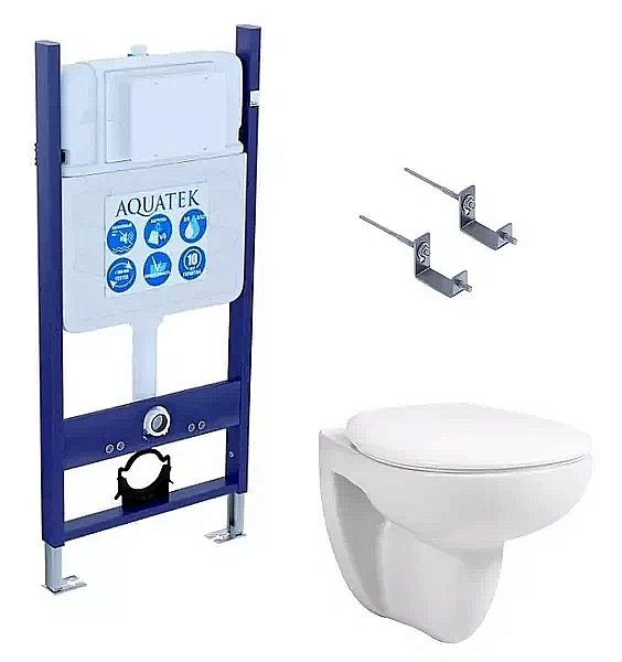 Унитаз с инсталляцией Aquatek Каир SET AQUATEK КАИР KKI/14 белый, с крышкой микролифт, безободковый купить в интернет-магазине Sanbest