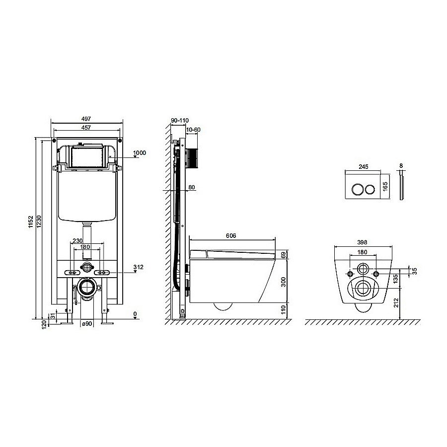 Унитаз-биде TECE Spring S955799 безободковый, слив торнадо, с инсталляцией, с крышкой микролифт купить в интернет-магазине Sanbest