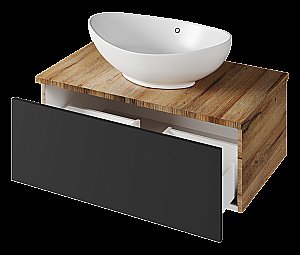Тумба с раковиной Misty Ива - 80 П-Ива-01080-481Я графит/дуб вотан для ванной в интернет-магазине Sanbest