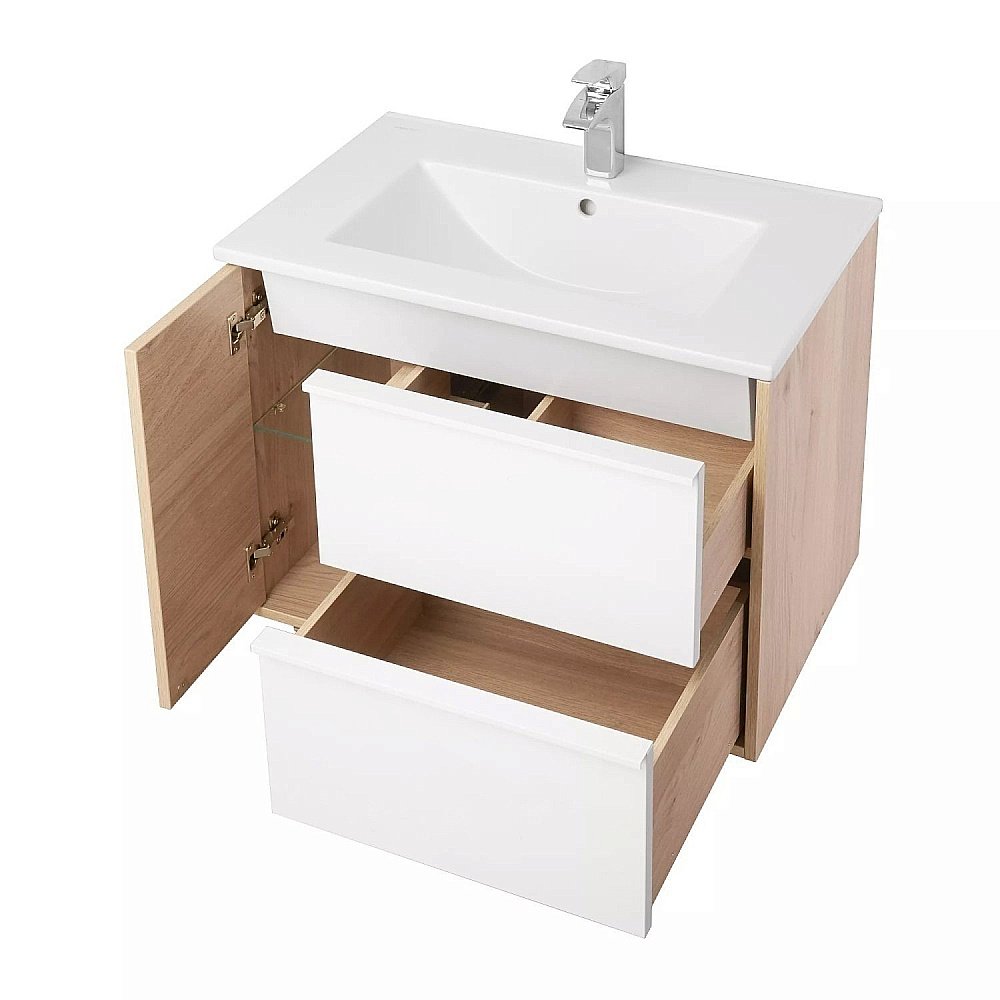 Тумба с раковиной Акватон Бостон 75 дуб эврика для ванной в интернет-магазине Sanbest