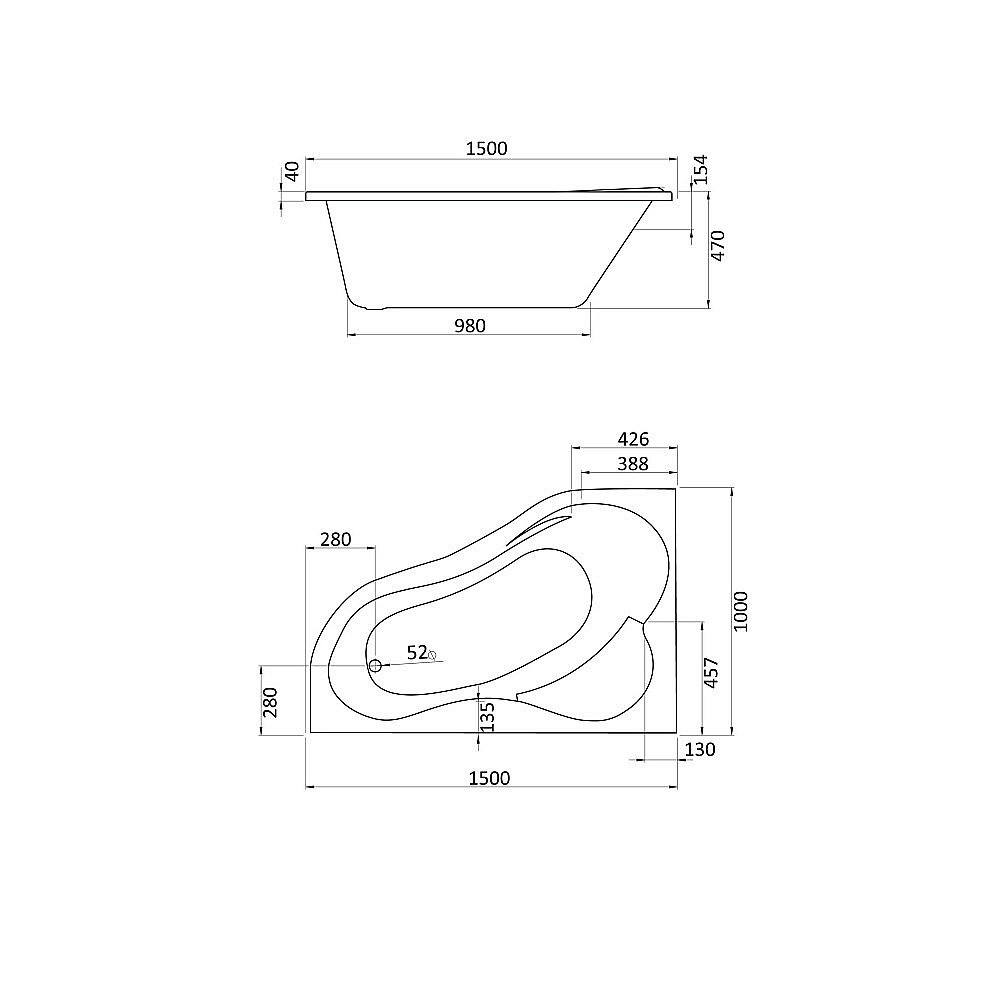 Ванна акриловая Santek Ибица 150x100 белая купить в интернет-магазине Sanbest