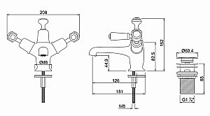 Смеситель для раковины Burlington KE6-QT WAL купить в интернет-магазине сантехники Sanbest