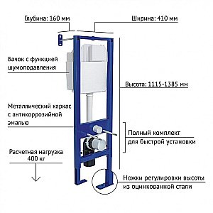 Инсталляция для унитаза Berges АТОМ Line 410 кнопка белая купить в интернет-магазине сантехники Sanbest