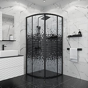 Душевой уголок Niagara Eco NG-1007-14BLACK 90х90 профиль черный/стекло мозаика купить в интернет-магазине Sanbest