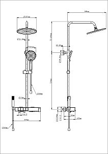 Душевая система с термостатом WONZON & WOGHAND MUSE Forte, Брашированное золото (WW-B3580-BG) купить в интернет-магазине сантехники Sanbest