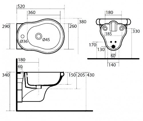 Биде подвесное Kerasan Retro 102604 купить в интернет-магазине Sanbest