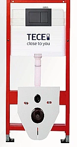 Унитаз подвесной beWash Bogen с инсталляцией TECE 9400414+88303270 безободковый, с сиденьем микролифт, черный матовый/кнопка черная матовая купить в интернет-магазине Sanbest