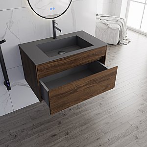 Тумба с раковиной Vincea Chiara 80 VMC-2C800CO/VCB-13800G тёмный дуб/раковина серая для ванной в интернет-магазине Sanbest