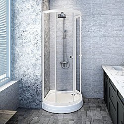 Душевой уголок Радомир Стронг 110х110 стекло прозрачное/профиль белый купить в интернет-магазине Sanbest