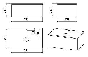 Тумба с раковиной Misty Ива - 70 П-Ива-01070-481Я графит/дуб вотан для ванной в интернет-магазине Sanbest
