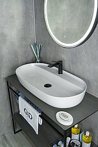 Раковина накладная Gid Lago 81 N9347 51190 белая купить в интернет-магазине Sanbest