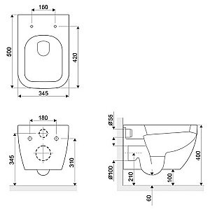 Унитаз подвесной Excellent Ness CENL.3509.500.WH безободковый, с крышкой микролифт купить в интернет-магазине Sanbest