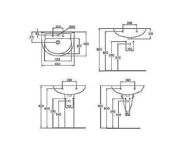 Раковина на пьедестале Ideal Standard Eurovit 65 W444001 белая купить в интернет-магазине Sanbest