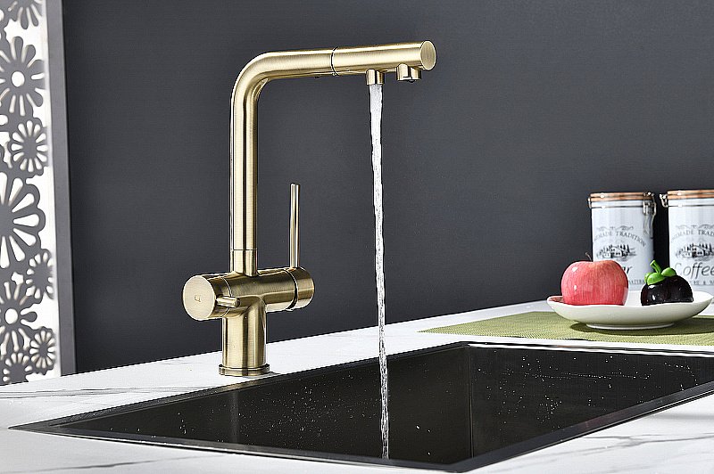 Смеситель для кухни Paulmark Serpentine Se213222-BR бронза купить в интернет-магазине сантехники Sanbest