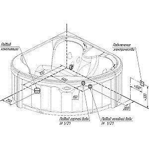 Минибассейн Радомир Корнелия Gold 1-30-0-0-4-164С 170х170 Серый мрамор купить в интернет-магазине Sanbest