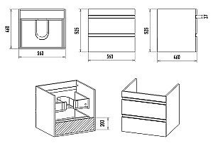 Тумба с раковиной Misty Ингрид - 60 П-Инг-01060-011П2Я белая для ванной в интернет-магазине Sanbest