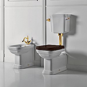 Унитаз напольный Kerasan Waldorf 4116 c низким бачком 4183 Белый/ручка золото купить в интернет-магазине Sanbest