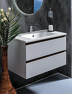 Тумба с раковиной Armadi Art Capolda 85 белая с ручкой орех для ванной в интернет-магазине Sanbest