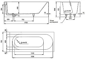 Ванна Salini FABIA S-Sense 170x75 102611G белая купить в интернет-магазине Sanbest