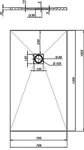 Душевой поддон Aquanet Pleasure 140х80 серый купить в интернет-магазине Sanbest