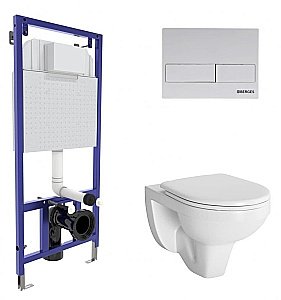 Унитаз подвесной Berges GAMMA 42428с инсталляцией, белый/кнопка белая Soft Touch купить в интернет-магазине Sanbest