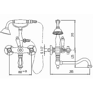 Смеситель для ванны Cezares GOLF-VDF-03/24 золото/ручка белая купить в интернет-магазине сантехники Sanbest