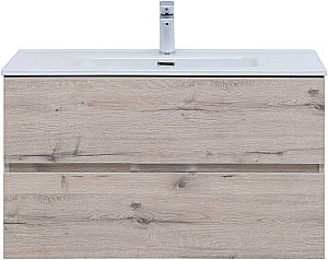 Тумба с раковиной Aquanet Алвита New 303921 90 дуб веллингтон/белый для ванной в интернет-магазине Sanbest