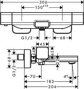 Термостат для ванны Hansgrohe Ecostat E 15774000 купить в интернет-магазине сантехники Sanbest